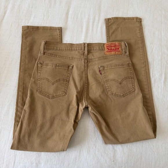 Levi's 513 Mens Khaki Tan Denim Slim Straight Jeans Size 30x32 Neutral Classic - Picture 8 of 14